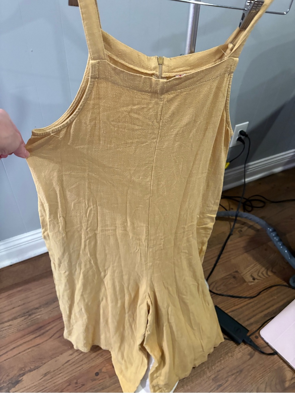 J.O.A. Mustard Yellow Textured Tank Jumpsuit
